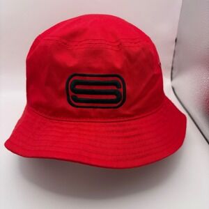 Red Bucket Hat with Black S Logo Cotton Polyester Blend Adult Size